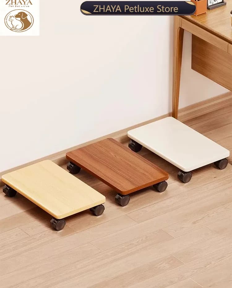 ZHAYA Mobile Cat Litter Box Stand Riser with Wheels Rolling Trolley Base Bracket for Kitty Toilet Elevated Storage Rack