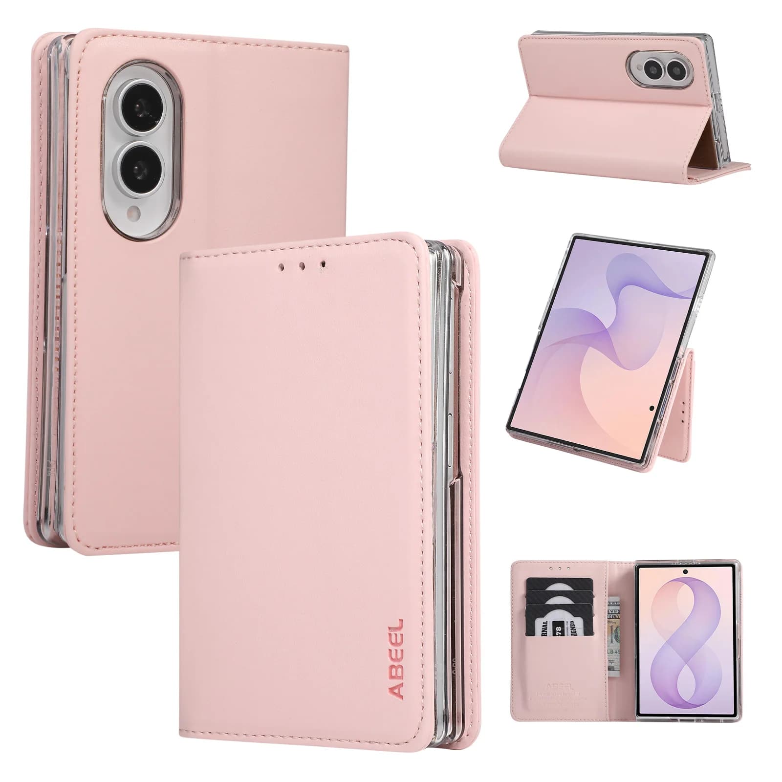 Flip Cards Solt Wallet Skin Feel Leather Case for Samsung Galaxy Z Fold8 Fold 8 Wide Shockproof Book Stand RFID Slim Fit Cover