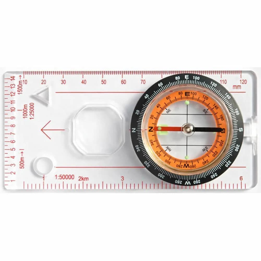 DC45-5C Professional Compasses with Metal Acrylic Construction 128mm Length 60mm Width 55g Weight Outdoor Navigation Tool