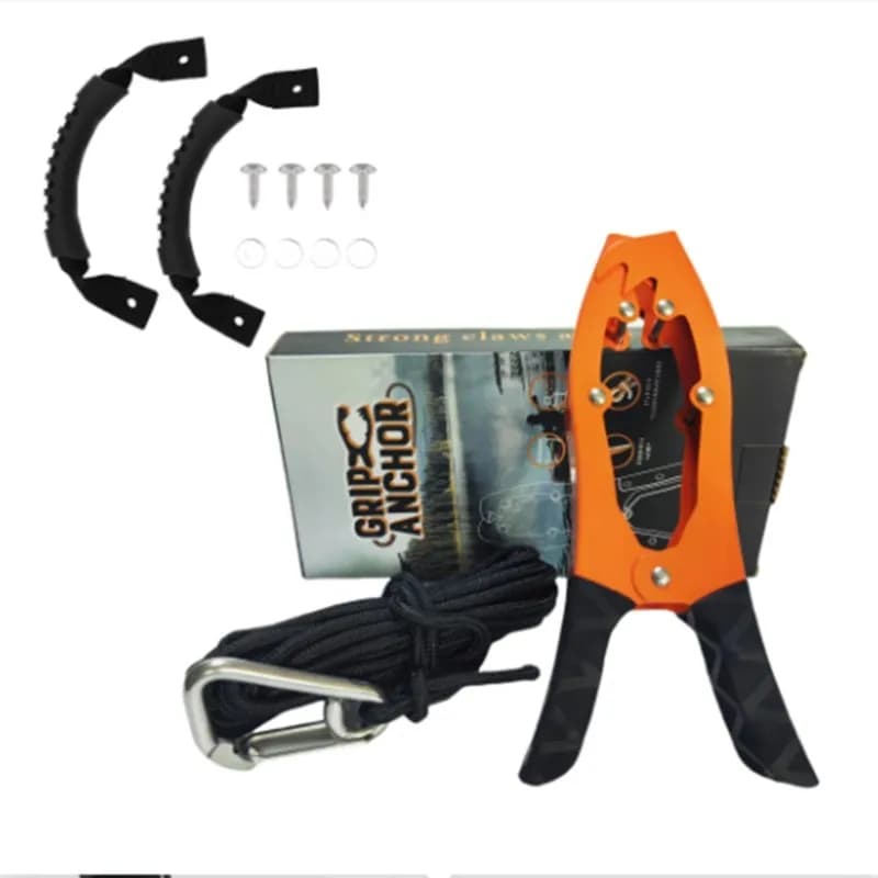 Boat Anchor With Paracord Armrests, Kayak Anchor Grip Canoe Equipment Brush Clamp With Teeth Accessories