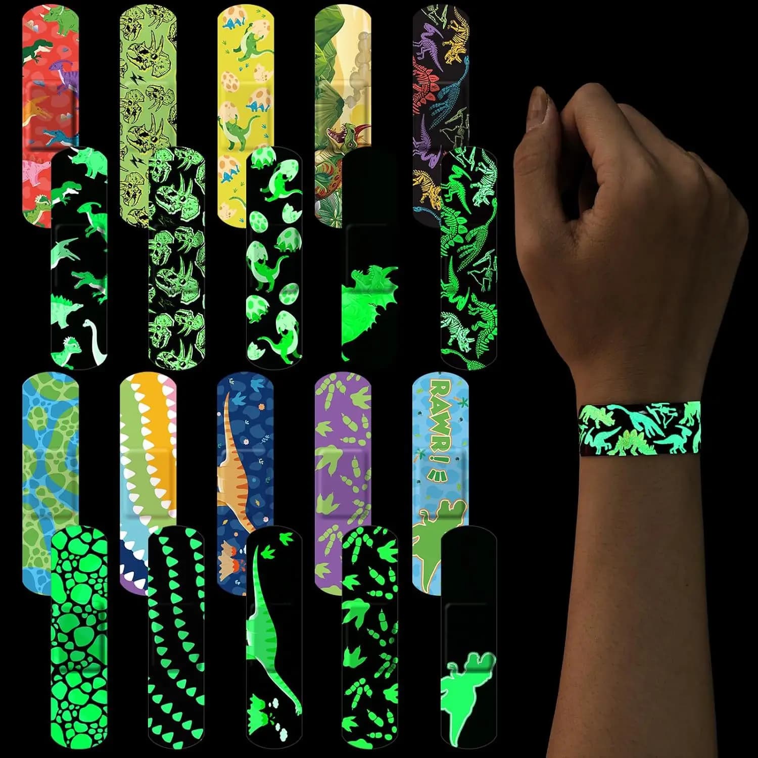 10 pz/set Bambini Kawaii Bende Bambino Cerotto Luminoso Simpatico Modello Del Fumetto Luminoso Fluorescente Cerotto di Notte Bandaid