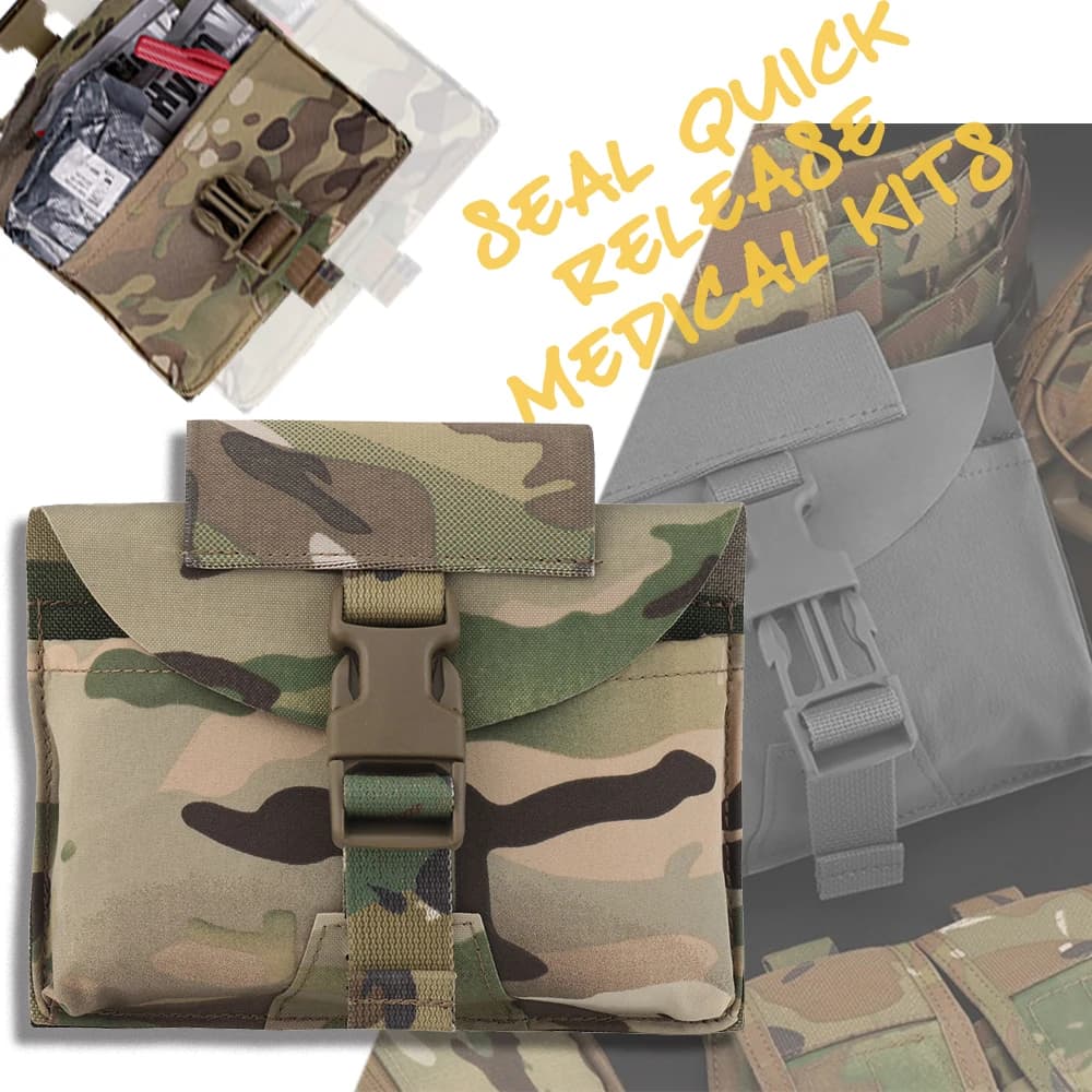 Borsa medica tattica Kit di pronto soccorso con distribuzione rapida a sgancio rapido Gilet da caccia Borsa da cintura per emergenza di sopravvivenza per il campeggio