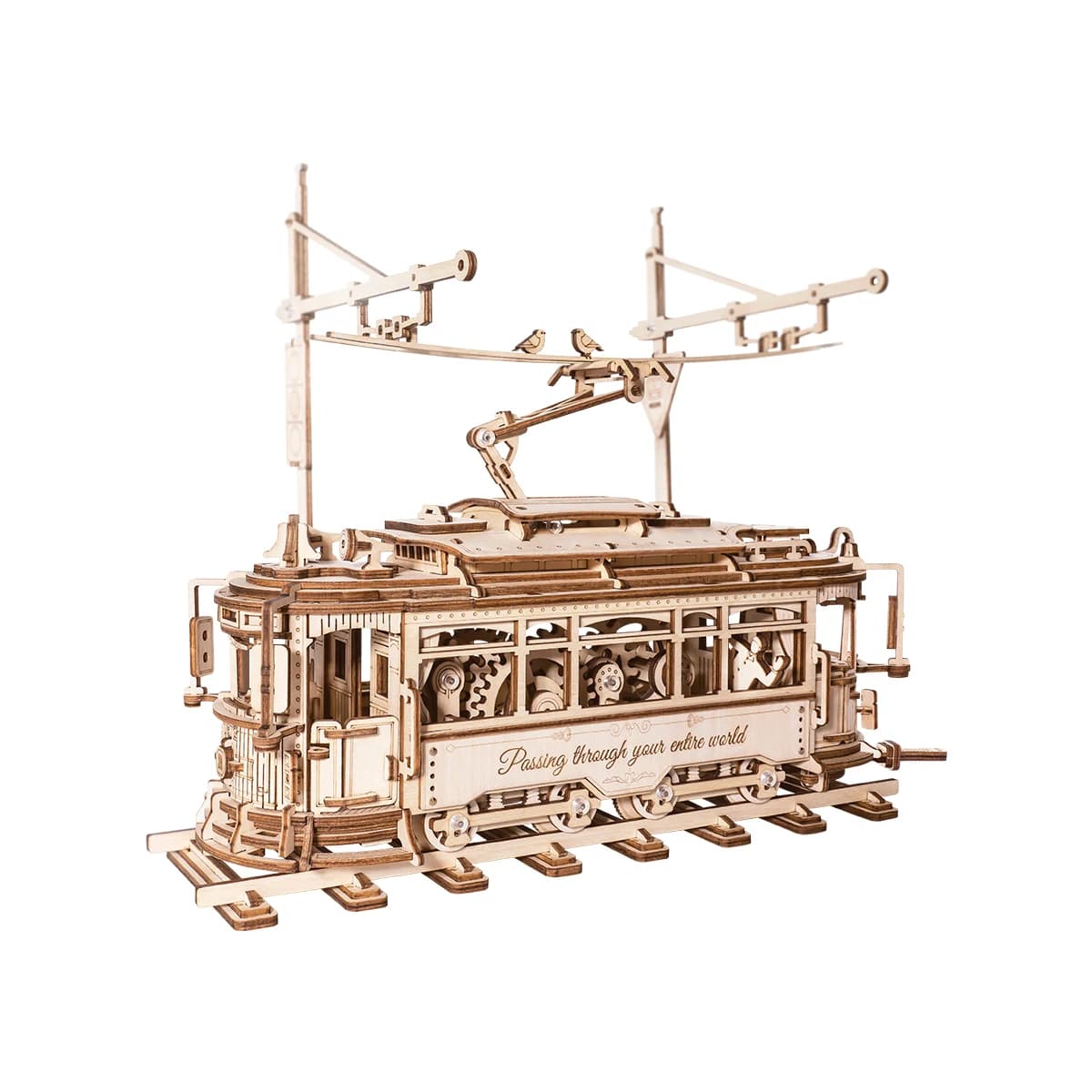 Robotime Rokr Tram Classico della Città, Set di Costruzioni in Legno con Parti Mobili, Puzzle 3D in Legno, Regalo Ideale per Adulti e Adolescenti