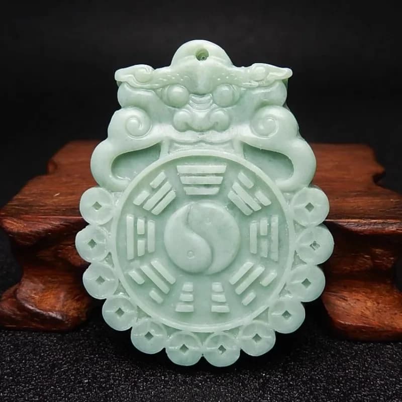 Green Real Jade Tai Chi Pendant Dragon Necklace Natural Stone Amulet Gifts Women Men Luxury Chinese Gift Carved Jewelry Vintage