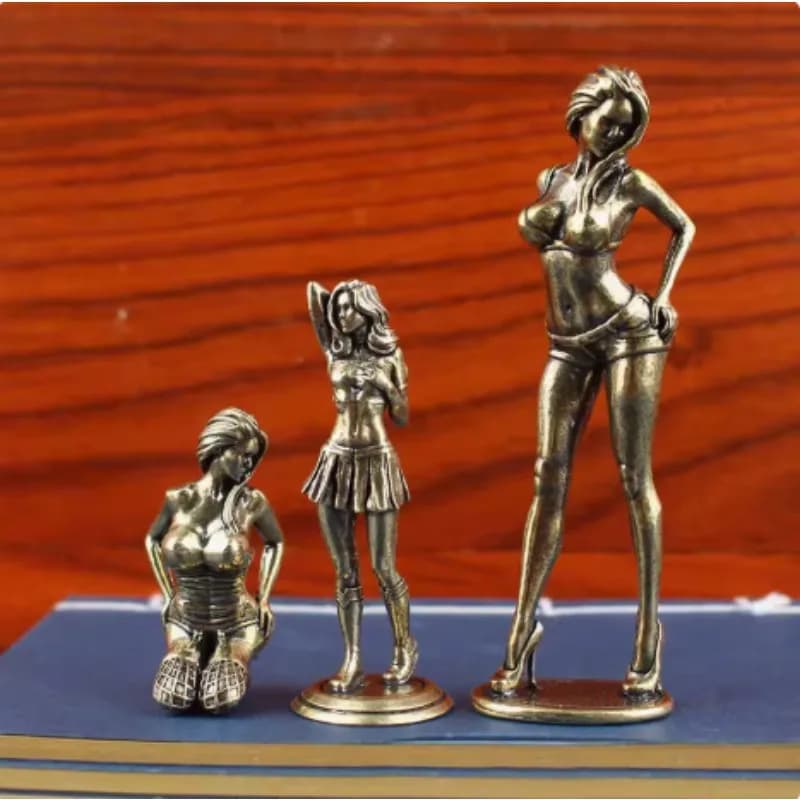 1pc/2pcs Solid Copper Beautiful Woman Ornament Sexy Bikini Beauty Figurine Girl Model Collectible Statue Gifts For Man Brothers