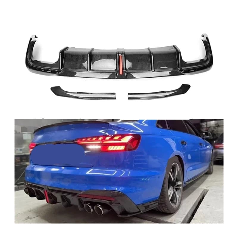 Suitable for Audi A4 S4 B9.5 2020-2024, Carbon Fiber Rear Bumper Diffuser, Rear Chin Splitter Lip Body Kits