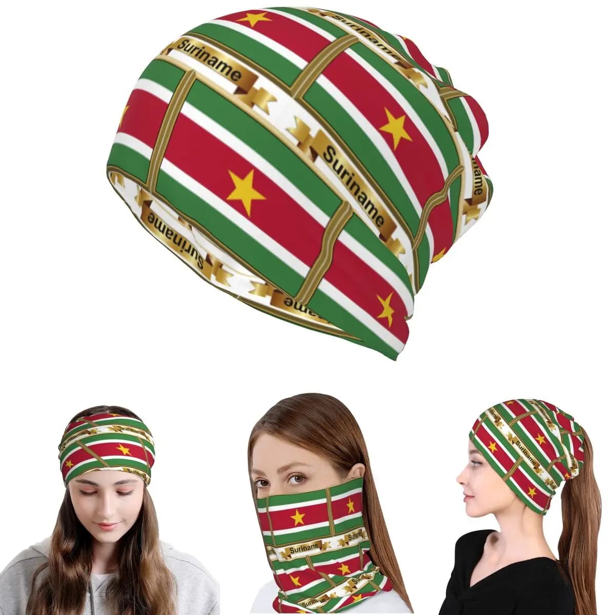 Suriname Flag Products (N) Bandana Neck Cover Magic Scarf Warm Balaclava Beanies Hat for Men Women Adult Windproof