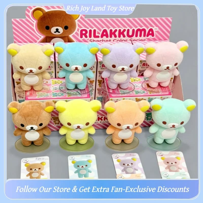 Rilakkuma Serie Colori Sherbet Blind Box Statuetta Floccata Cartone Animato Anime Ornamento da Scrivania Giocattoli Trend Carini da Collezione Regalo