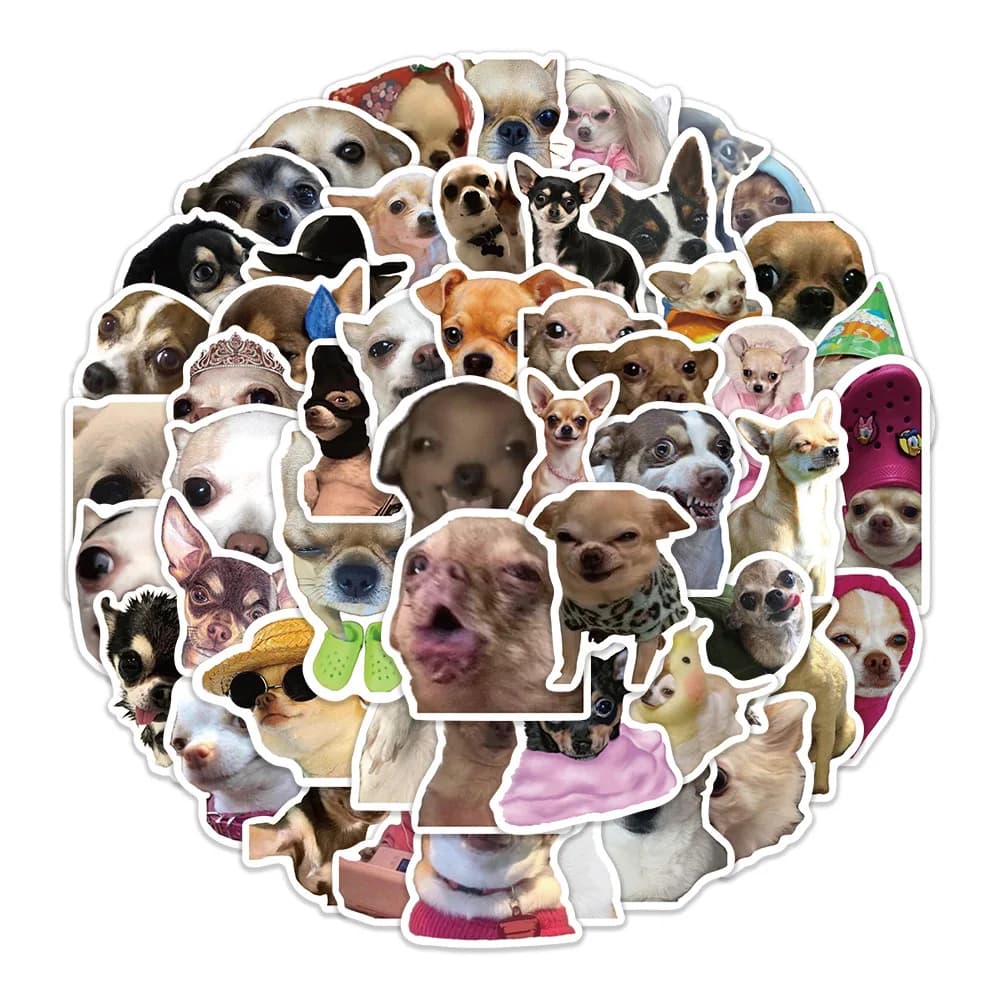 60PCS Animal Cute Chihuahua Realistic Stickers DIY Decorative Luggage Water Cup Skateboard Decals Waterproof Stickers Kids Toy