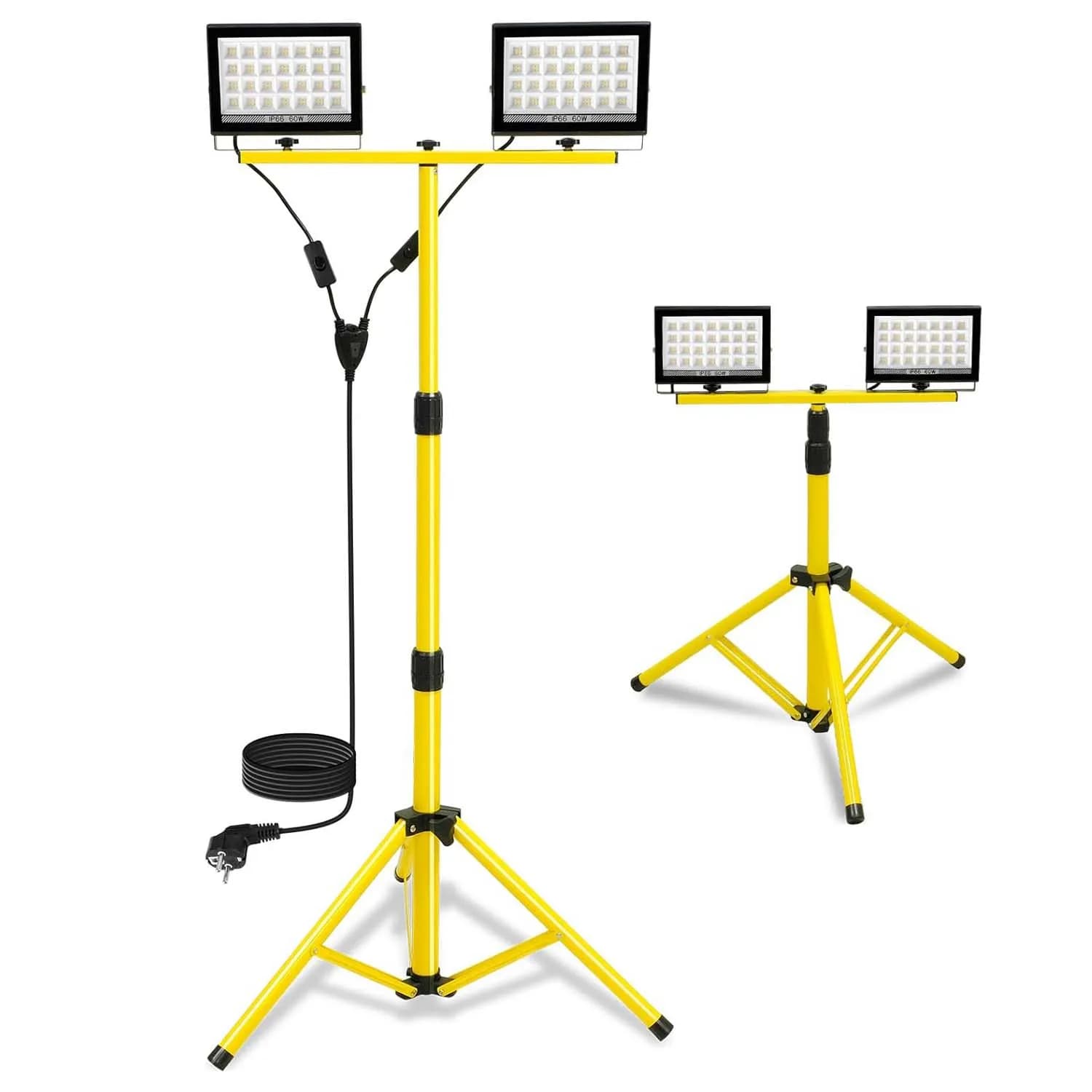 Lampada da lavoro a LED con supporto regolabile 6000K IP66 Torcia da pesca da campeggio Treppiede pieghevole Luci da lavoro per garage da officina
