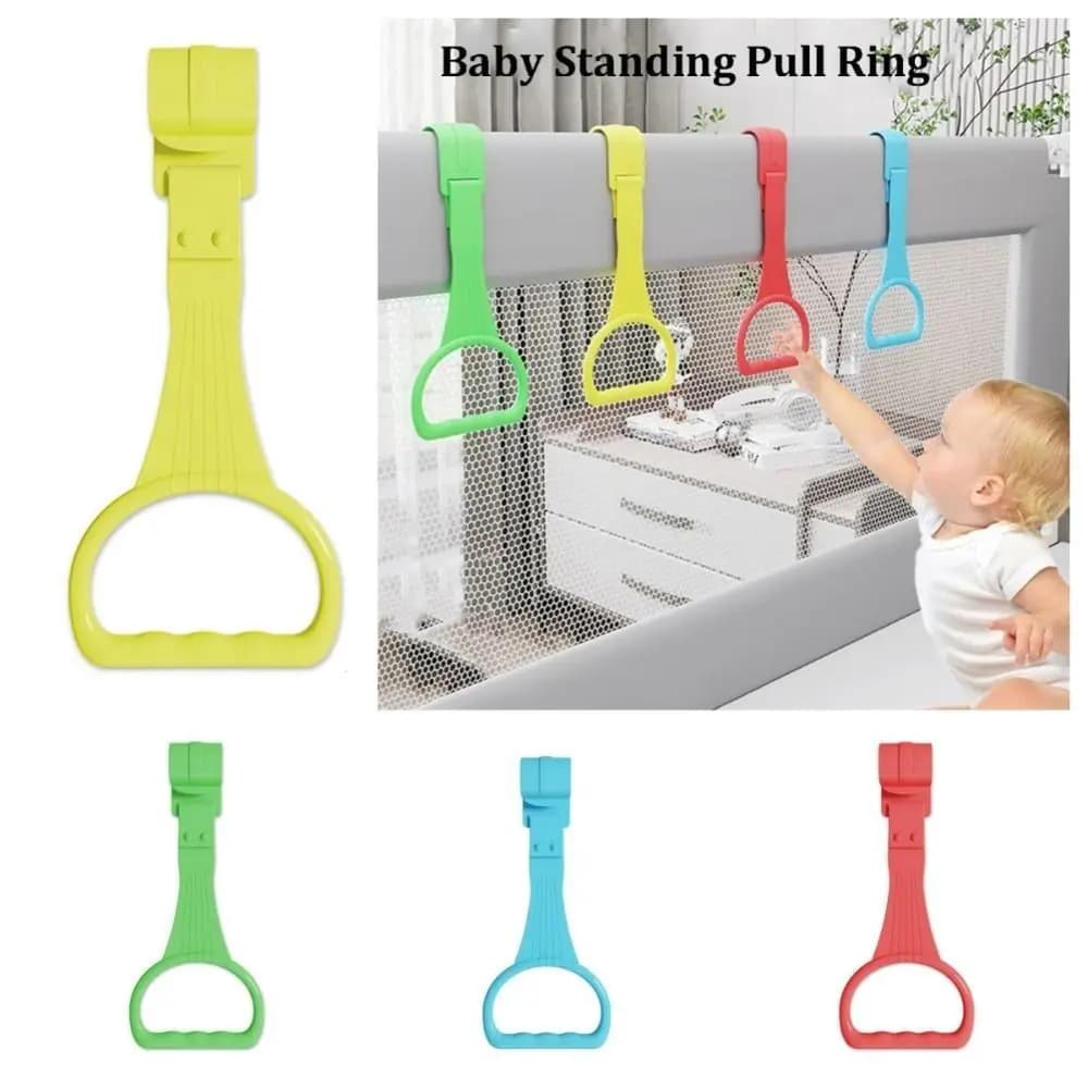 Anello da tirare in plastica portatile Colore caramella Il bambino impara a stare in piedi Gancio per passeggino Anello per culla leggero per bambini