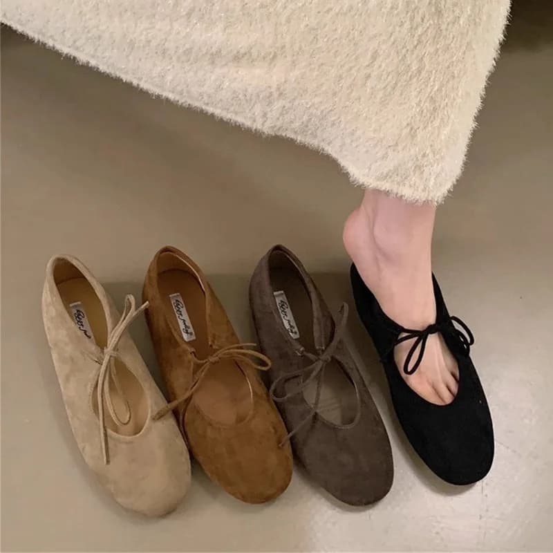 Scarpe basse da donna con fiocco alla moda 2026, scarpe casual da donna, scarpe con suola morbida, scarpe basse da donna a punta tonda, scarpe slip-on