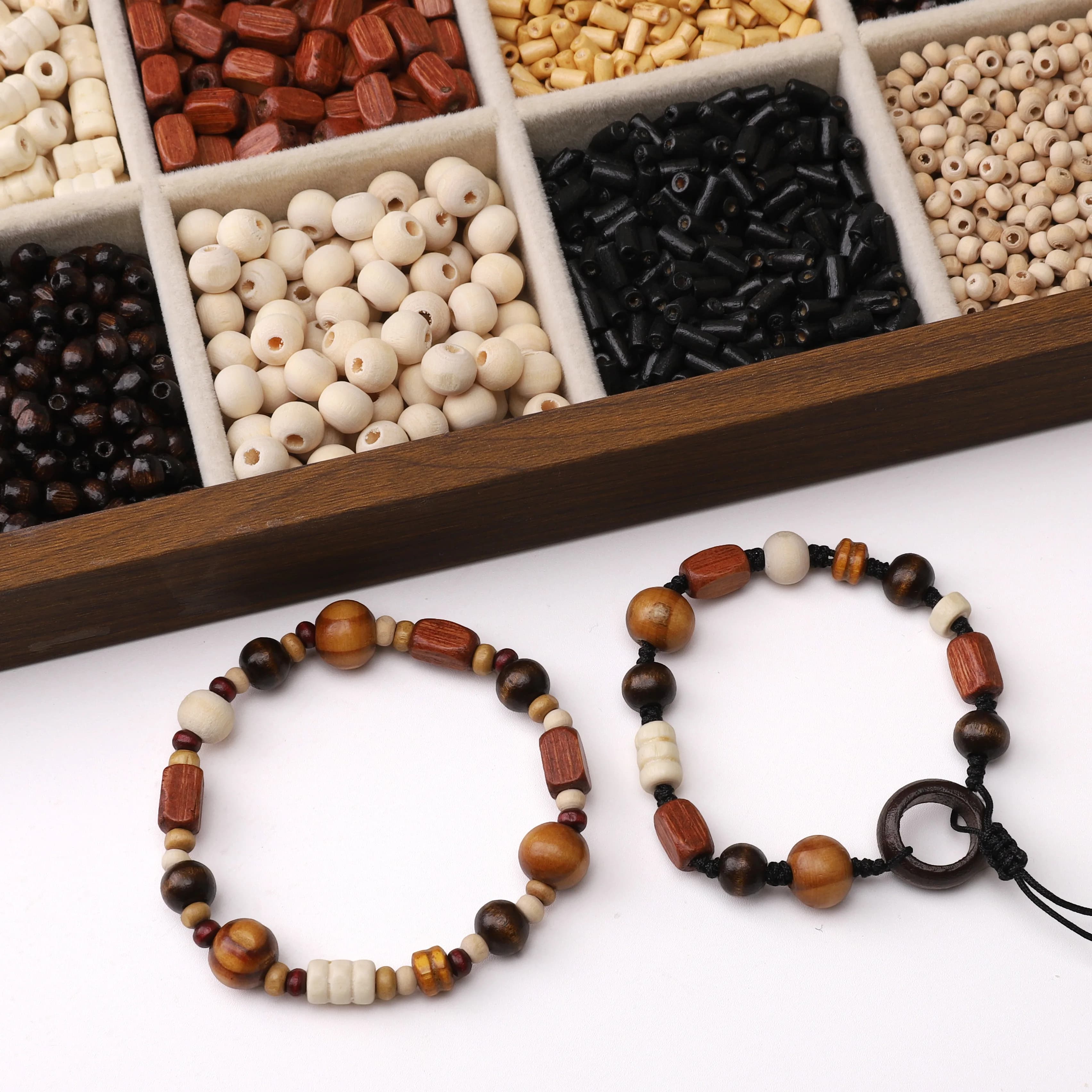 20pcs/bag Wooden Beads Multi Shape Loose Spacer Beads DIY Making Bracelet Necklace Accessories Handmade Beads Materials Gifts