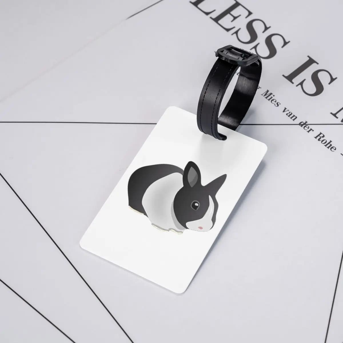 Etichette per bagagli con coniglio olandese in bianco e nero, accessori per valigie, etichetta per bagaglio da viaggio, porta etichetta, identificativo, nome, indirizzo