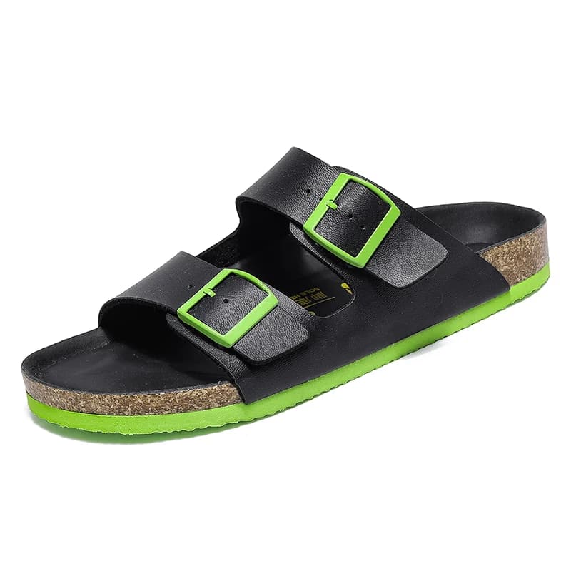 Summer Casual Cork Slippers Slides For Men Women Couples Slip On Sandals Clogs Health Footbed Microfiber Leather Big Size 48 49