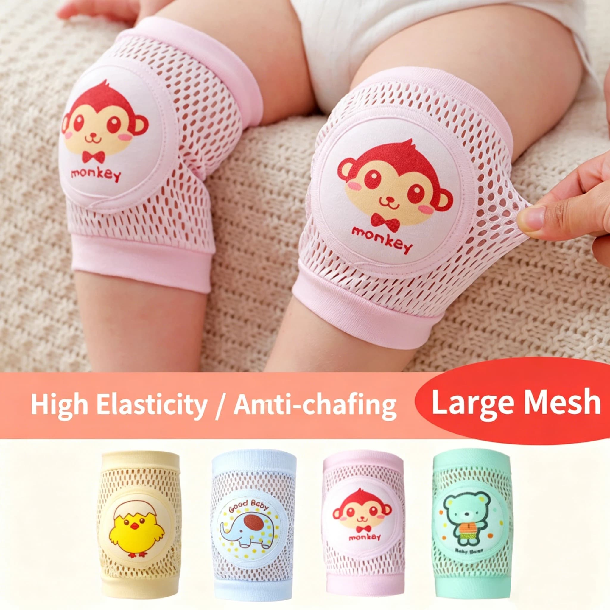 Ginocchiere Estive Traspiranti e Antiscivolo per Neonati e Bambini, Protezioni per Gomiti per Bambini