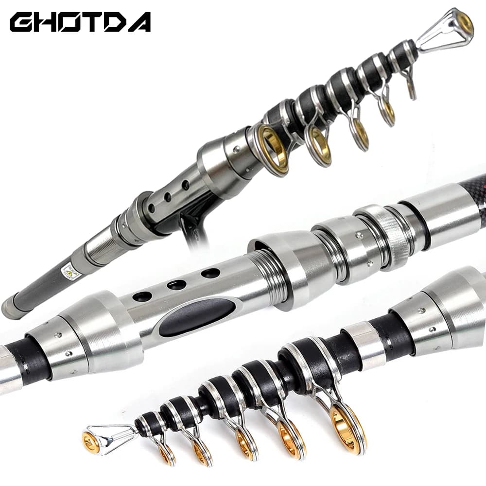 1.5m-2.4m Feeder Rod canne da Pesca Spinning telescopiche Short Travel Sea Pole Boat Stick Bass Carp Pike Pesca lunghezza chiusa: 36-40cm