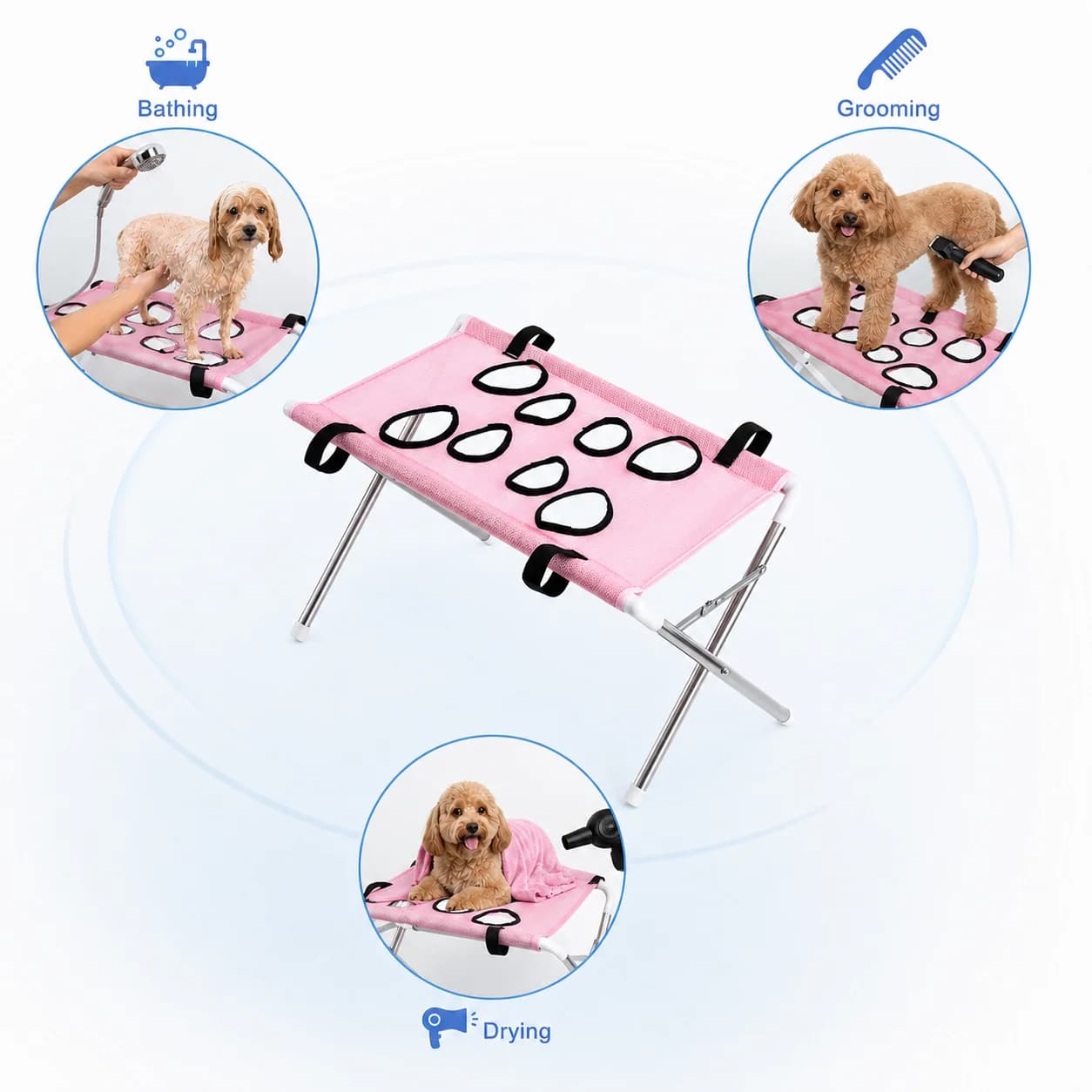 Pet Bath Hammock for Small Dogs Cats, Adjustable Grooming Sling Mesh Bathing Net, Pet Washing Restraint Bag for Sink Bathtub, Qu