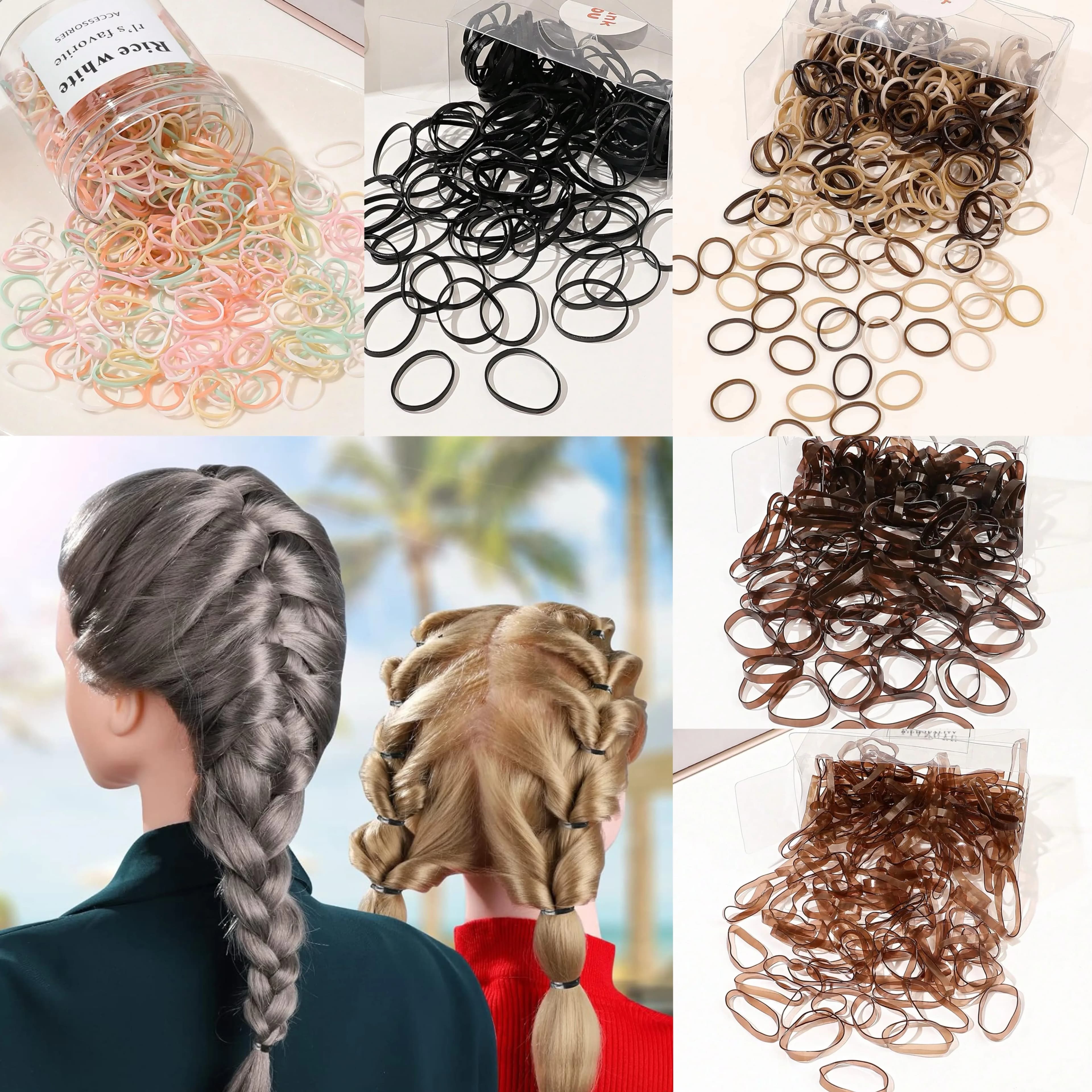 120/300/500Pcs Multi Color Elastic Hair Bands,Rubber Bands for Thin Thick Hair,Small Hair Ties Stretchy Ponytail Holders