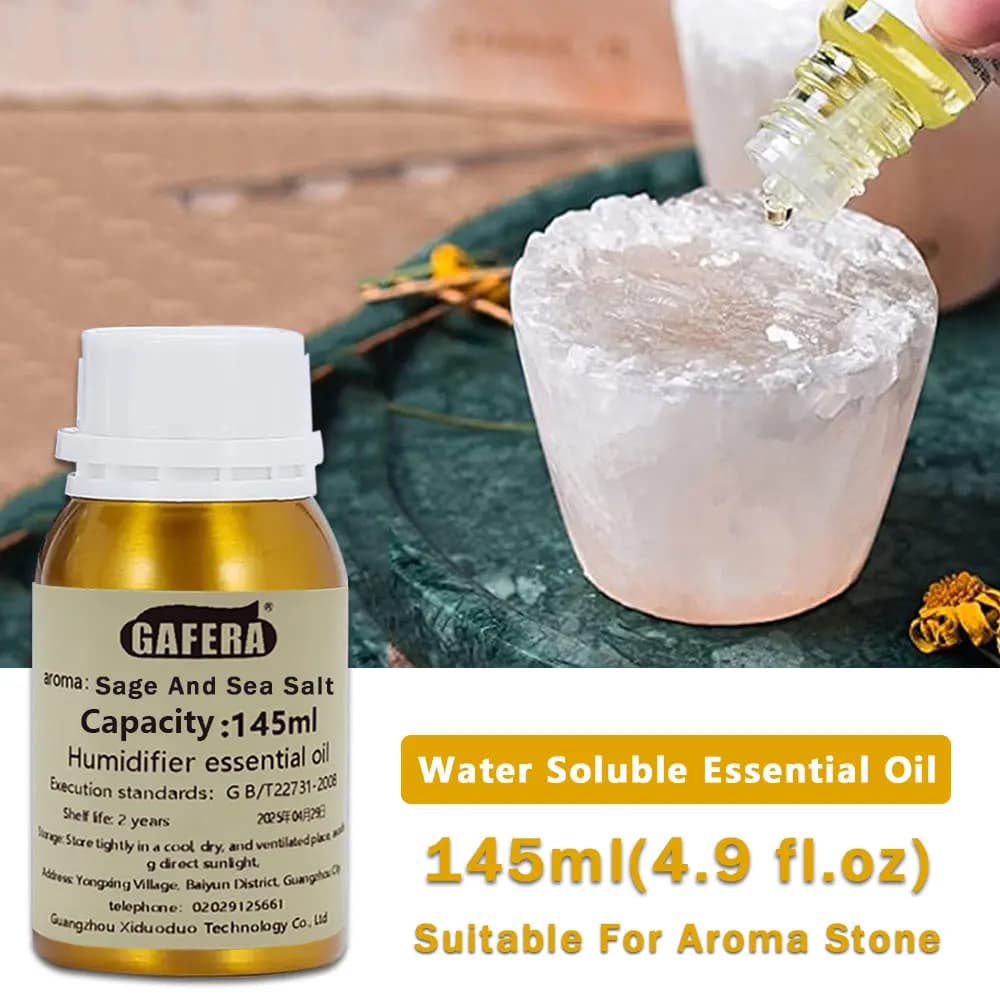 GAFERA 145ml (4.9 fl.oz) Olio Essenziale Salvia e Sale Marino/Giacinto Selvatico/Black Opium - Per Pietre Aromatiche, Umidificatori e Diffusori in Legno