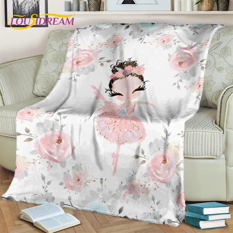 Dream Ballet Girl Ballerina Fairy Swan Unicorn Cartoon coperta, coperta morbida per la casa camera da letto divano letto Picnic viaggi bambini