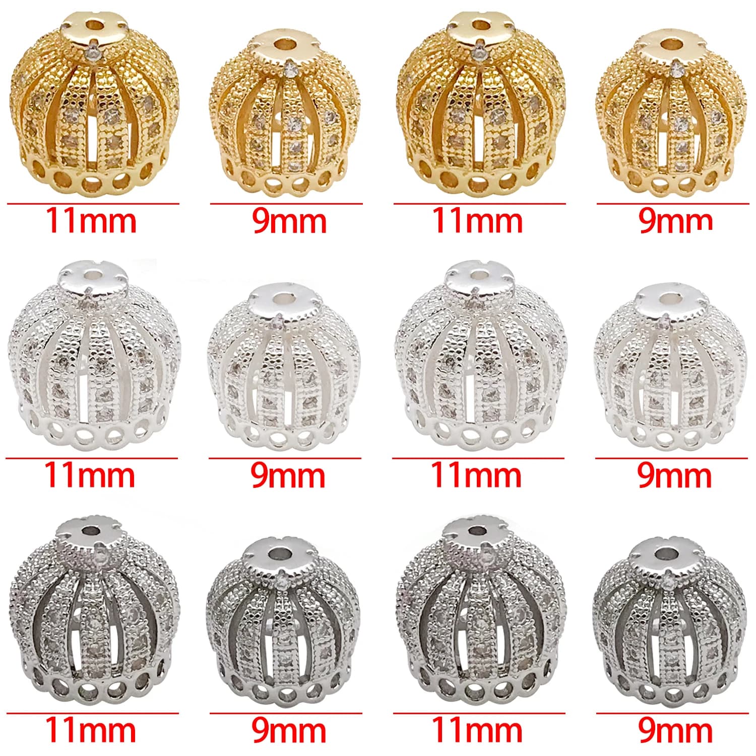 2pcs 9/11mm 18K Gold Plated Brass Spacers Bead Caps For Jewelry Making Flower Bead End Caps DIY Necklace Bracelets Accessories
