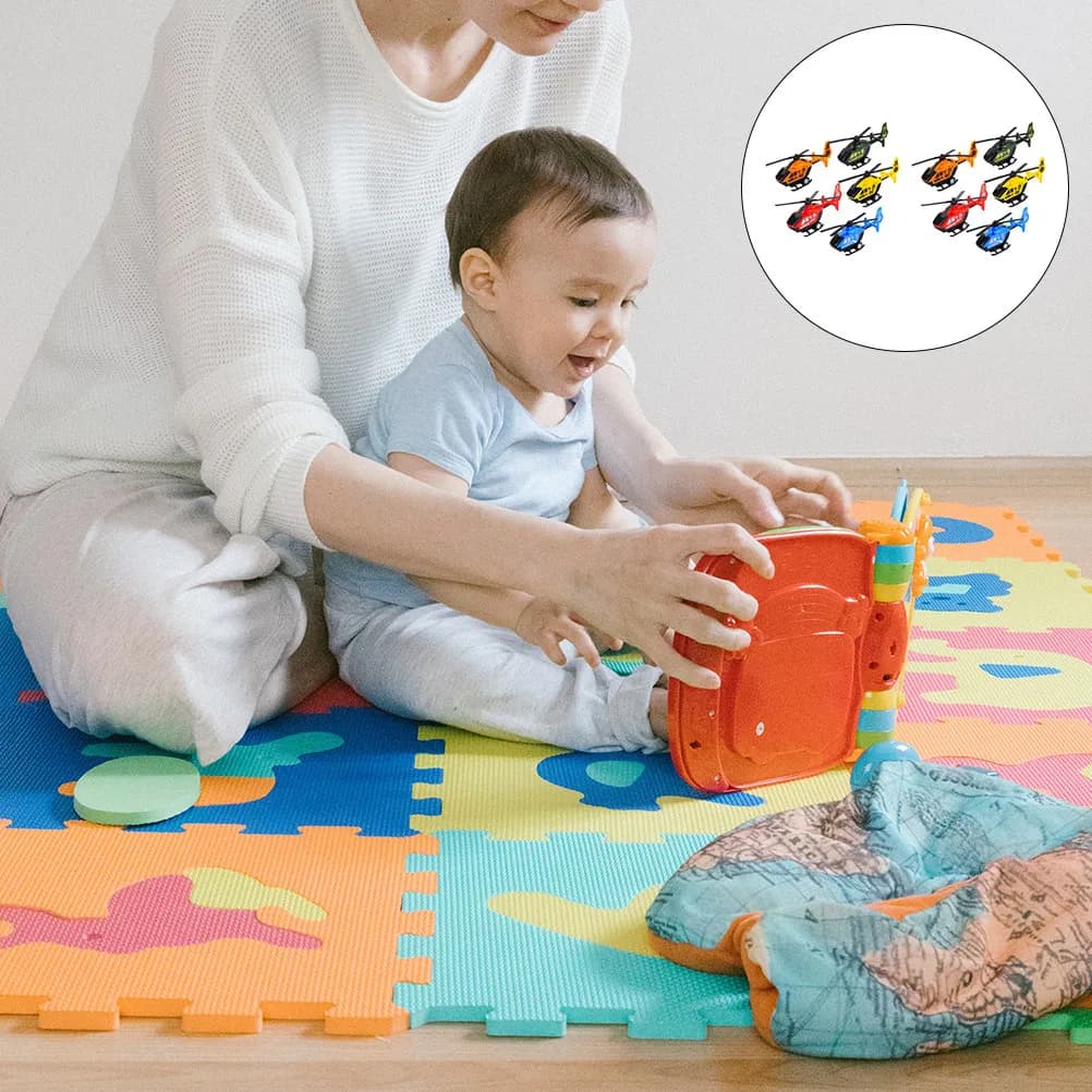 10 Pezzi Elicotteri a Retrocarica in Plastica, Giocattoli Volanti per Bambini, Giocattoli Antistress Educativi, Aeroplani