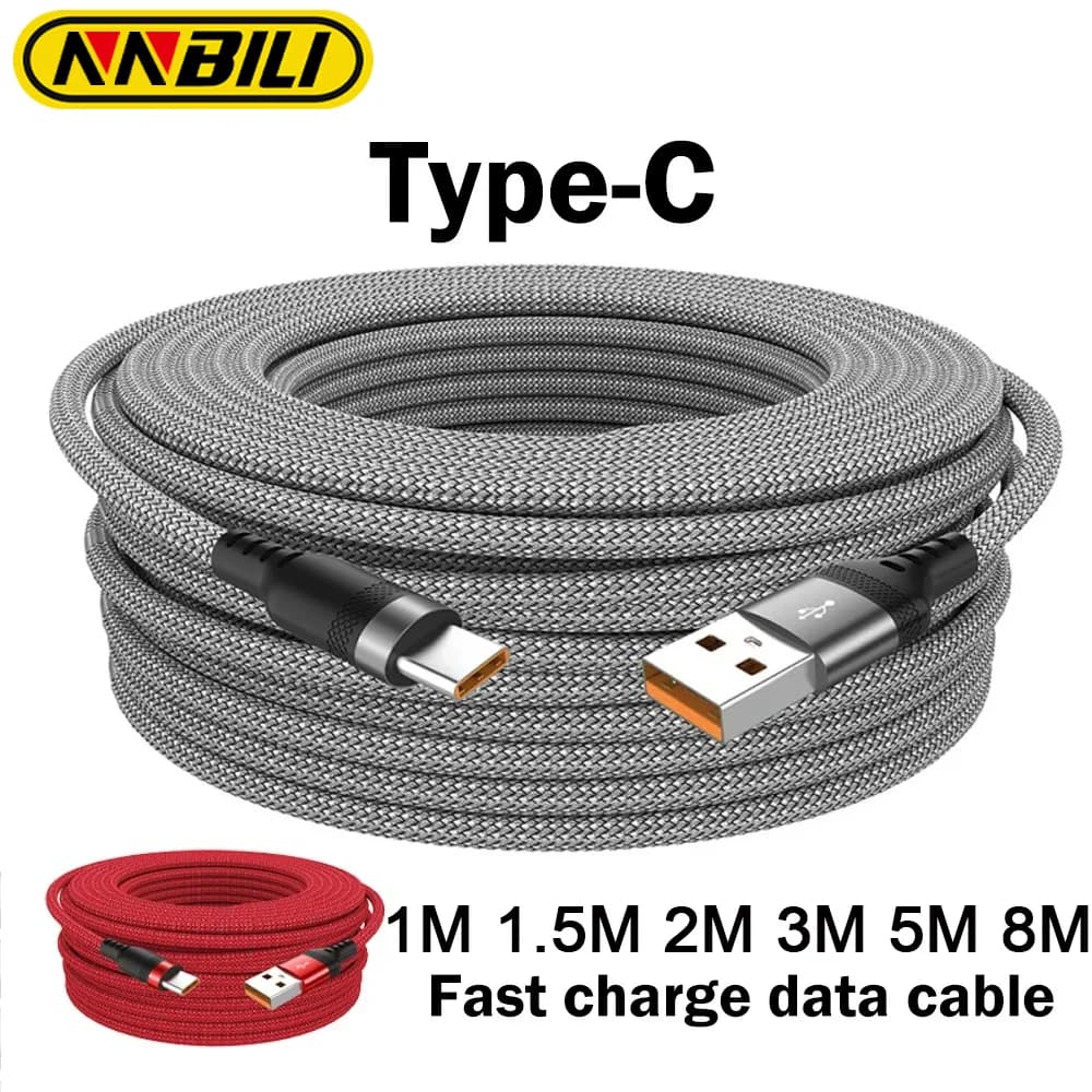 NNBILI NUOVO 6A Cavo USB TYPE-C Esteso Cavo Dati Intrecciato per Samsung Huawei Xiaomi Switch Sony PS5 TYPE-C 1/1.5/2/3/5/8M Cavo
