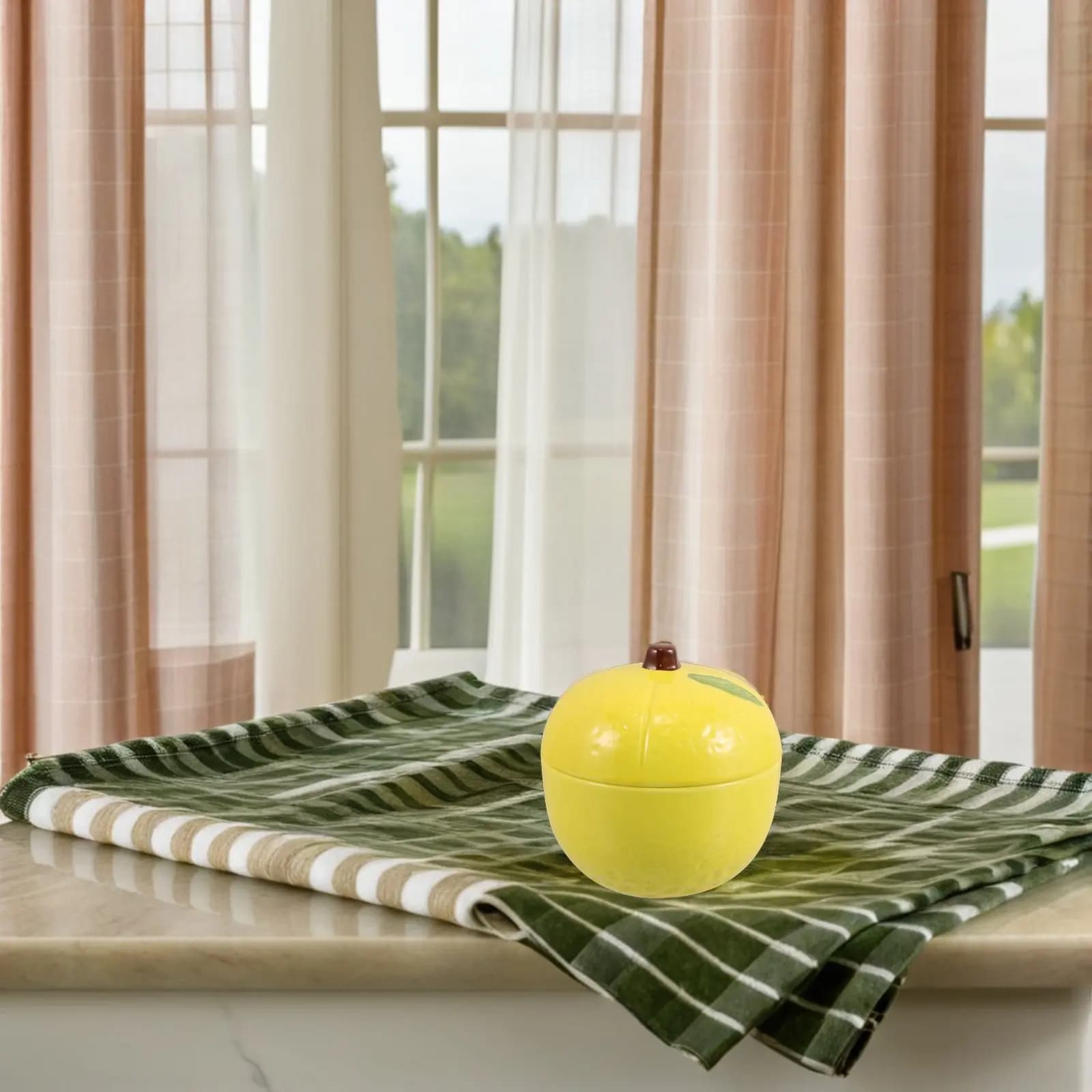 Barattolo in Ceramica con Coperchio, Contenitore Ermetico Rotondo per Alimenti, Caramelle, Spezie, Ingredienti da Forno, Decorativo a Forma di Frutta per Cucina
