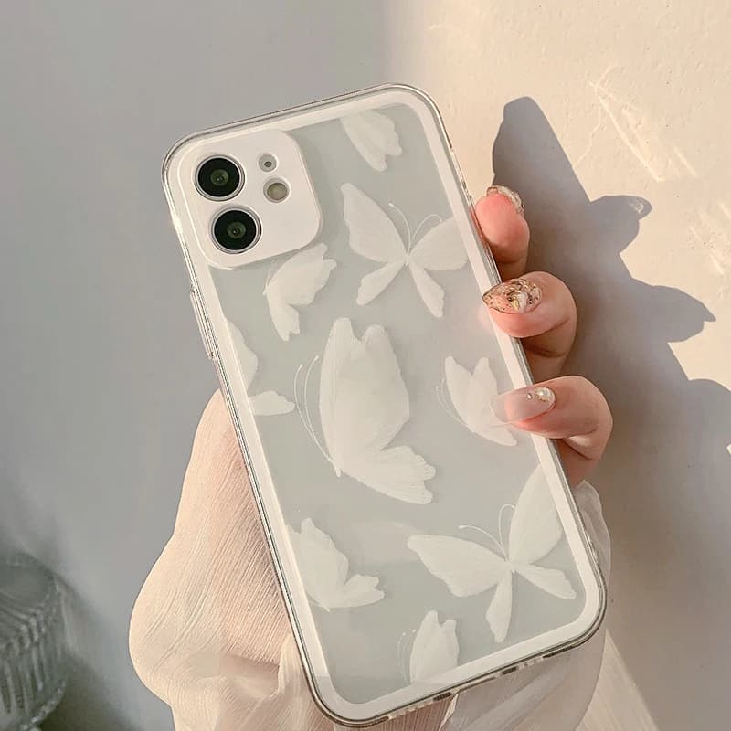 iK24 Smartphone Case For iPhone 11 12 13 Pro Max Mini X XR XS Luxury TPU Butterfly Pattern Silicone Shockproof Cell Phones Case