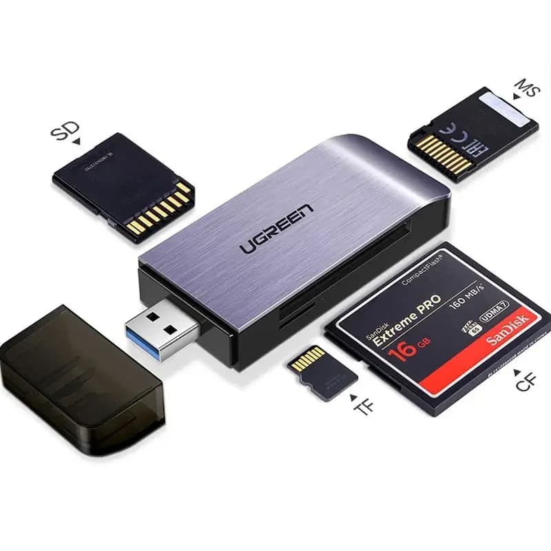 UGREEN Lettore di schede SD USB 3.0 portatile Multifunzione 4 in 1 Slot Hub adattatore per scheda di memoria flash per TF SD MS CF