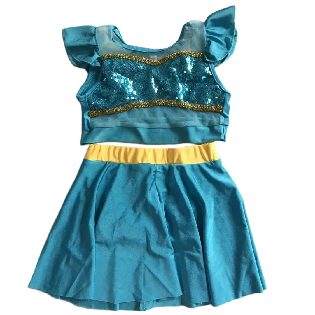 Costumi da bagno per bambina stile principessa, abbigliamento estivo da spiaggia con design con paillettes, per taglie 100-150, vestiti per giochi acquatici per bambine