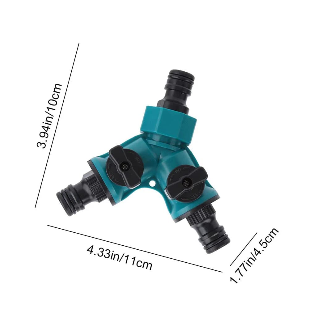 Connettore/Sdoppiatore per Tubo da Giardino a 2 Vie con Valvola di Interruzione per Irrigazione, Paesaggistica e Piantumazione Fiori
