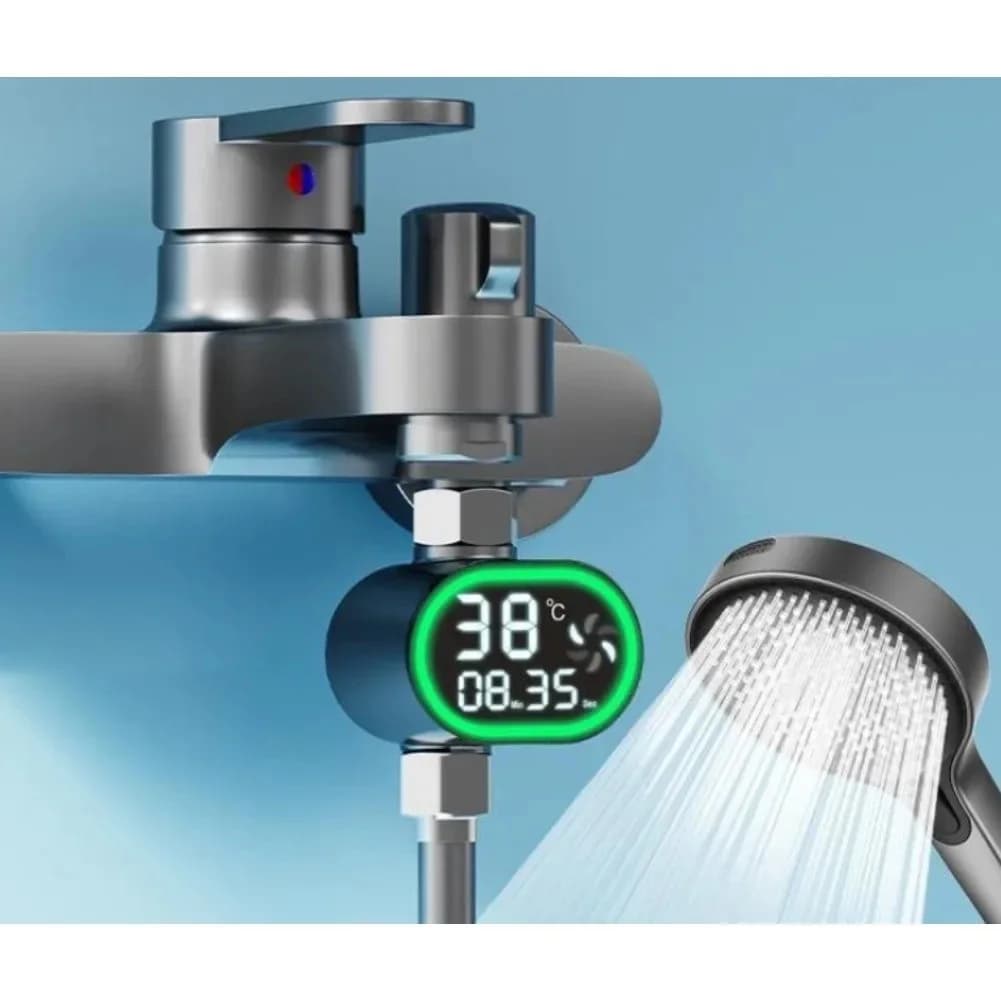 Termometro per Acqua Doccia con Display Digitale LED per il Bagnetto dei Bambini, Monitor della Temperatura Alimentato dall'Acqua per Vasca e Rubinetto