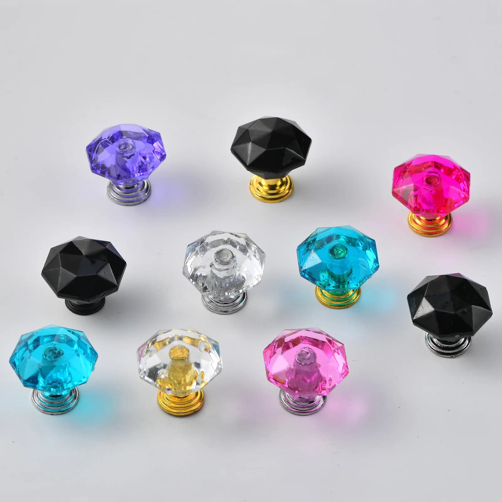 Maniglie per cassetti in cristallo acrilico - Maniglia diamantata trasparente per ante e cassetti dell'armadio | Manopole decorative in plastica