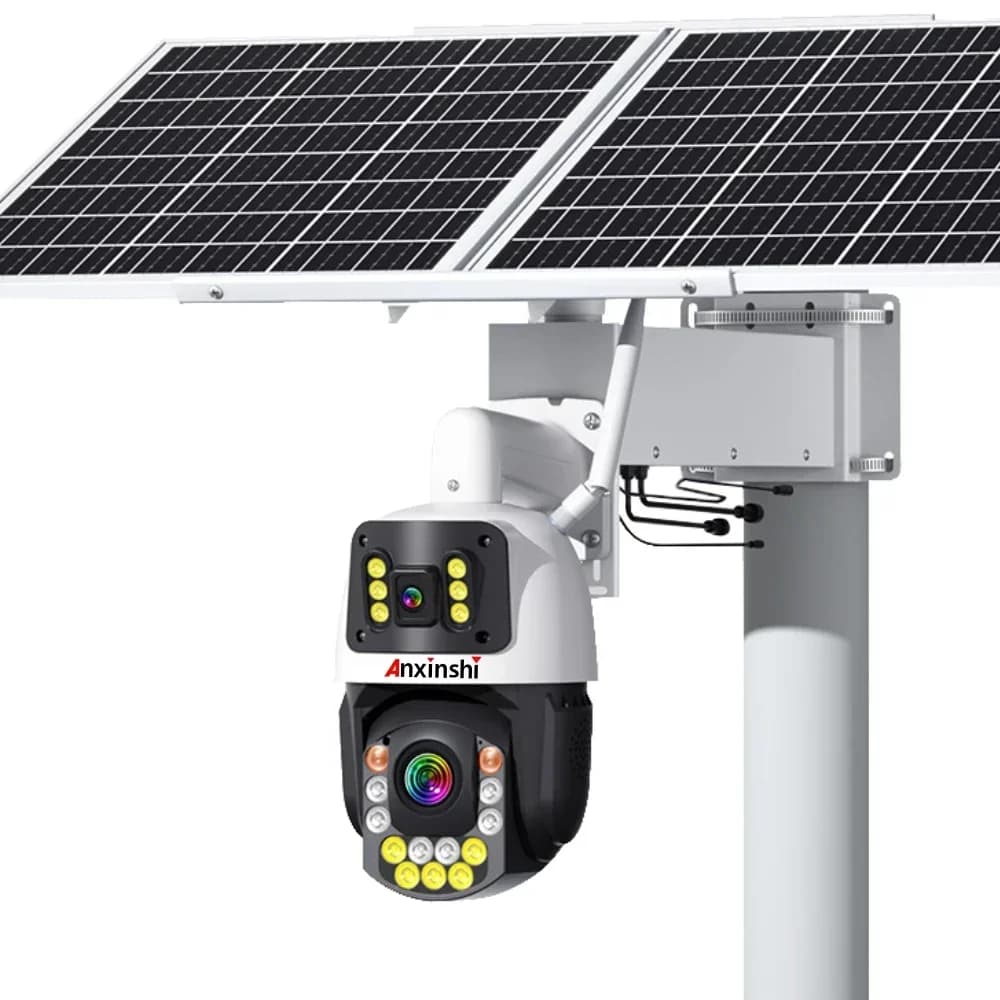 Telecamera Solare PTZ Anxinshi 99xzoom 4G 4K con Pannello Solare da 60W, 365 Giorni di Autonomia, IR200 Metri, Doppia Lente, Telecamera CCTV