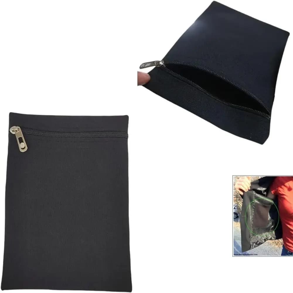 New with Zipper Sew-in Side Hidden Pocket Polyester Durable Inside Security Pocket Solid Color Travel Wallet Pouch