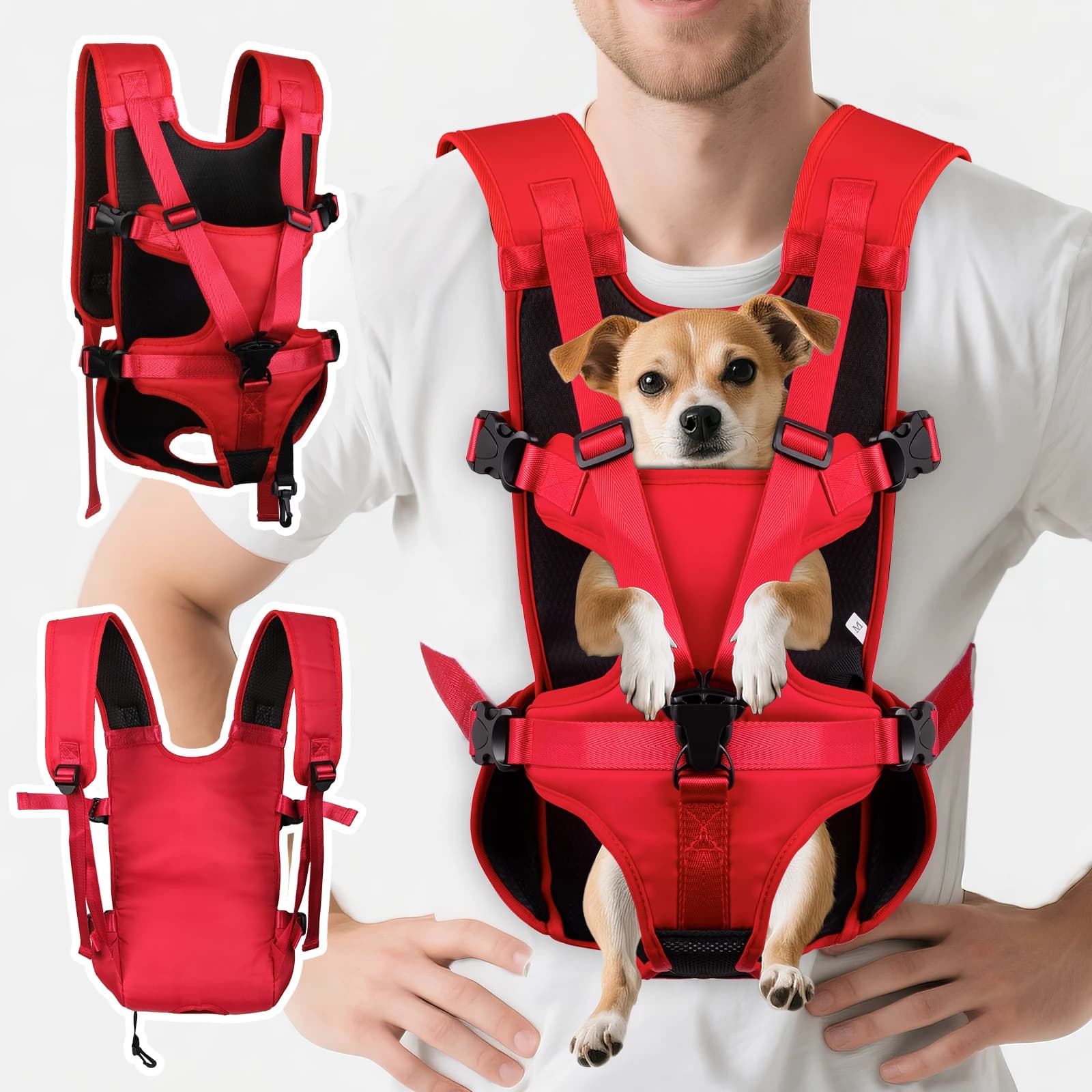 dog suDog Front Carrier Backpack, Adjustable Dog Chest Carrier Backpack,Dog Carriers for Small Dogs & Cats Hiking Camping Travel