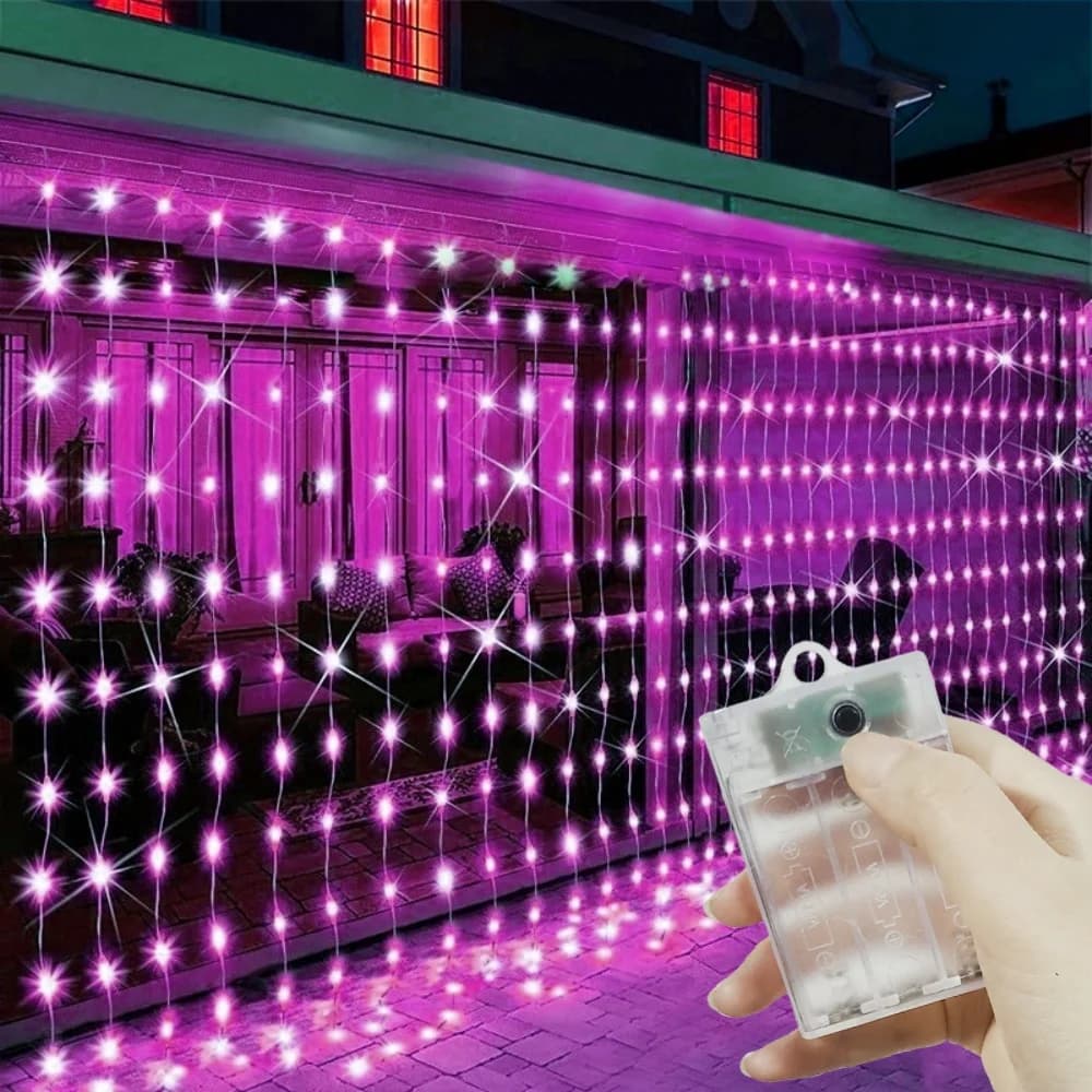 Luci a Tenda LED a Batteria per Decorazioni di Matrimoni, Compleanni, Feste, Eid Mubarak, Ramadan, San Valentino 2026