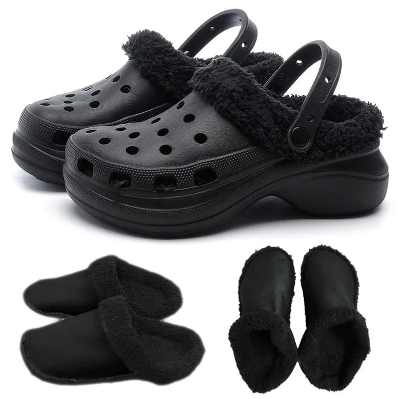 1 pair of shoes with hole lining velvet warm shoes winter covers soft shoes thickened cover detachable cotton sleeve lining inside plush