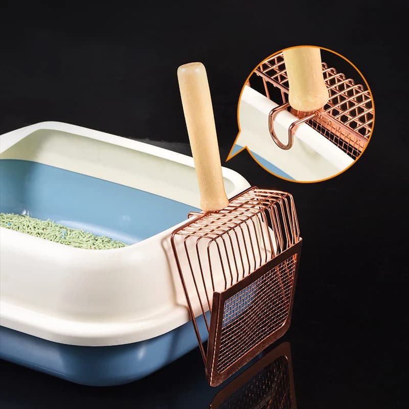 2 in 1 Stainless Steel Cat Litter Scoop Durable Mesh Kitten Litter Cleaner Pet Cleaning Tools with Hanging Hole Cat Accessories
