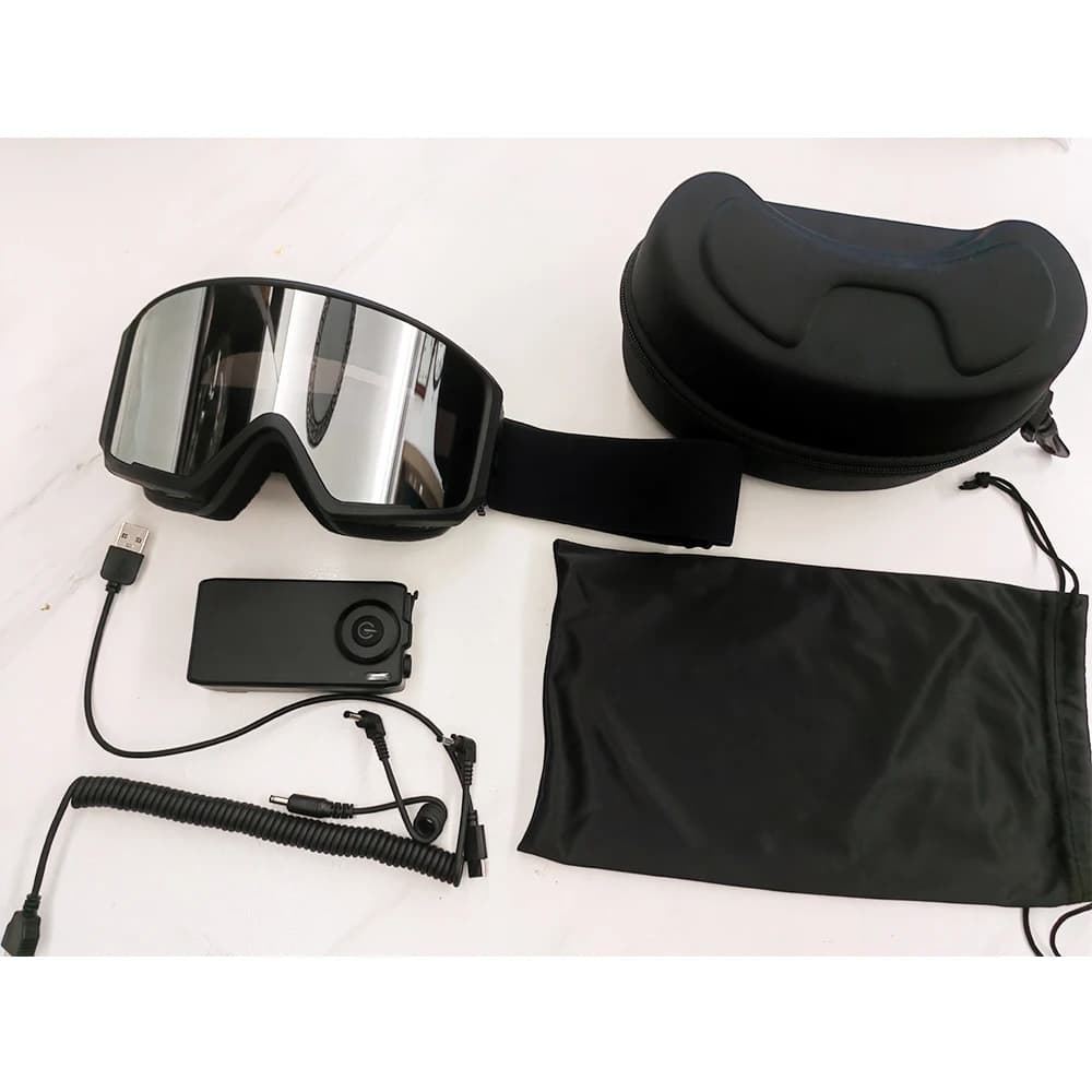 Occhiali riscaldati Motoslitta Antiappannamento Magnetico intercambiabile Senza cornice Lente UV al 100% OTG Occhiali da sci elettrici