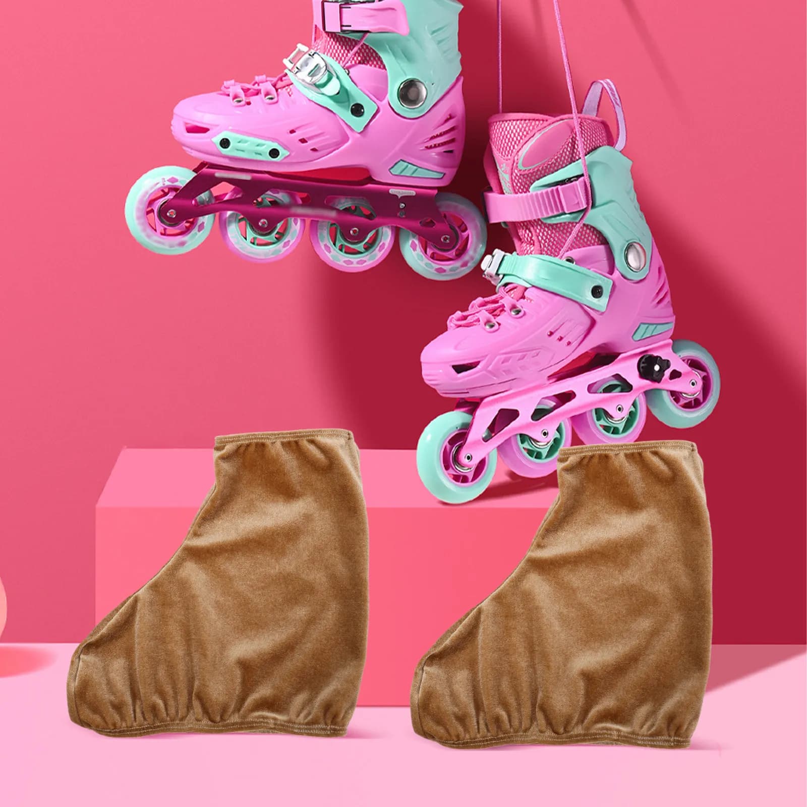 1 Paio di Copriscarpe Elastici per Pattini da Ghiaccio, Protezione per Scarpe da Hockey, Pattinaggio Artistico, Copriscarpe in Poliestere Resistenti all'Usura