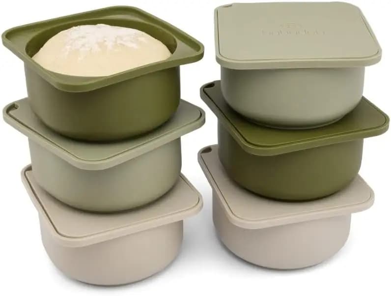 Contenitori per pasta per pizza in silicone con coperchi | Set di 6 vassoi multicolori per pizzi perfetti da 12 pollici