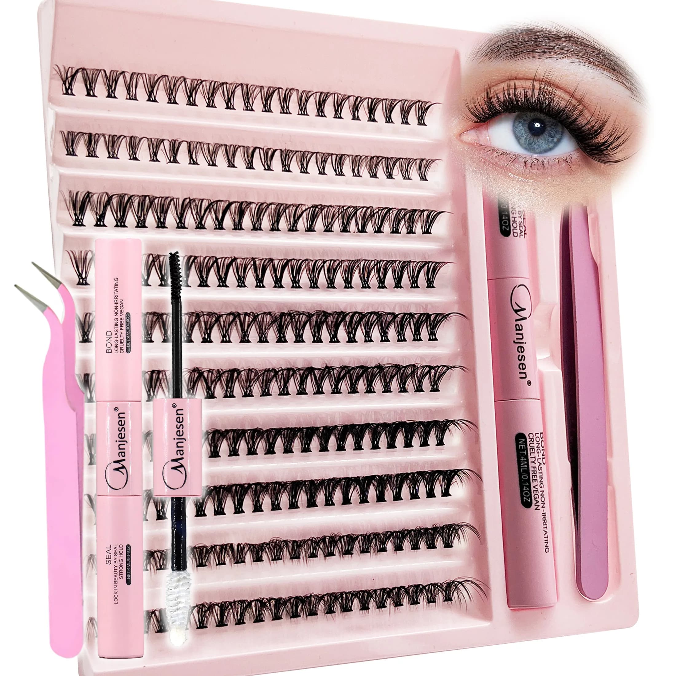 Lash Bond and Seal Cluster Blade Extension Kit 200 Pieces Cluster Lash Bond and Seal Makeup Tools for Pasting Eyelash Gluing Accessories