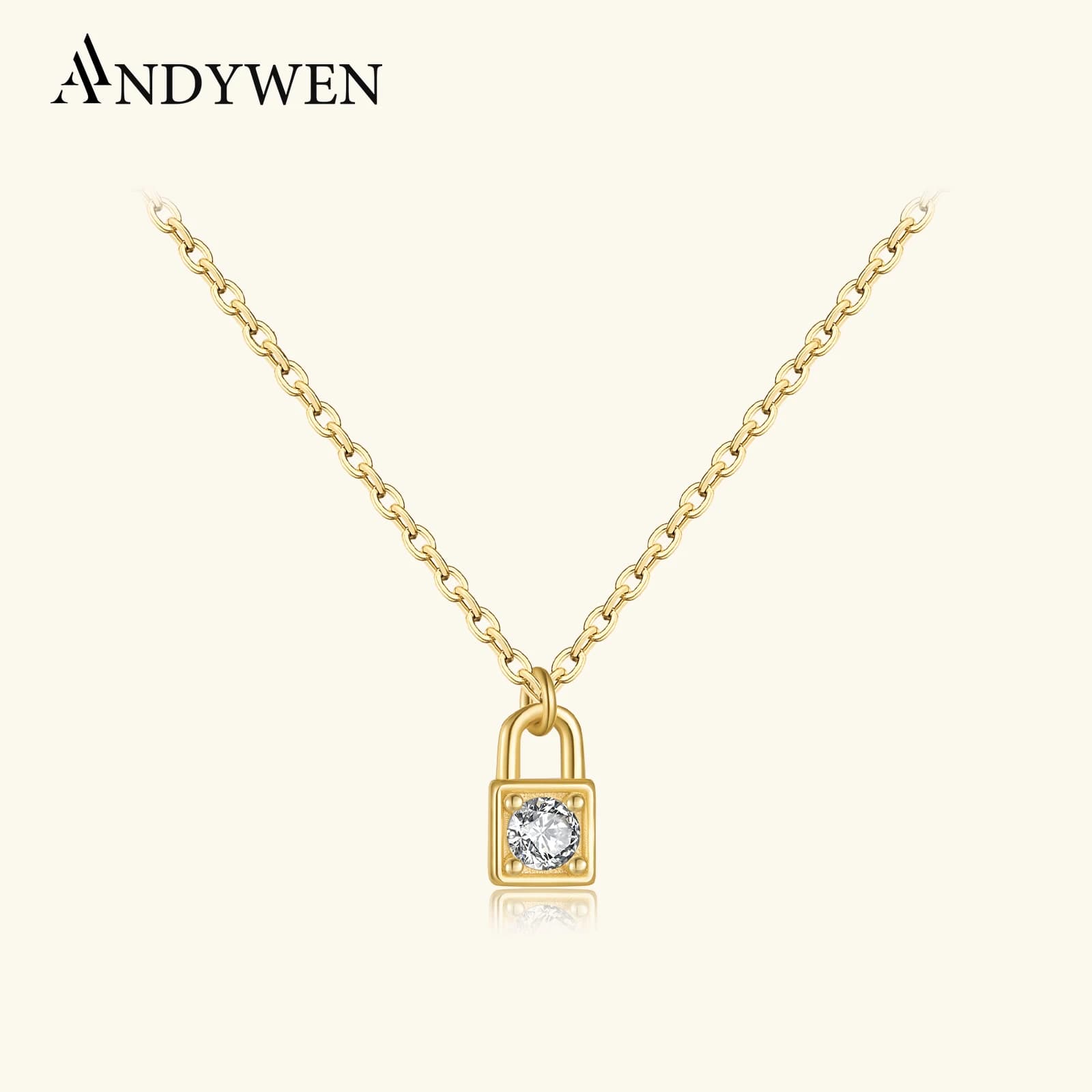 ANDYWEN 925 Sterling Silver Key Locker Key Small Pendant Necklace Long Chain Shiny Delicate Tiny 2022 Spring Wedding Jewelry