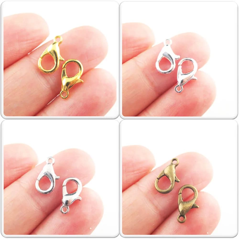 New 40 Claw Locks for bracelet Necklace Chain Diy Jewelry Parts/loose Lobster Hooks 4Colours to Choose 7x12mm