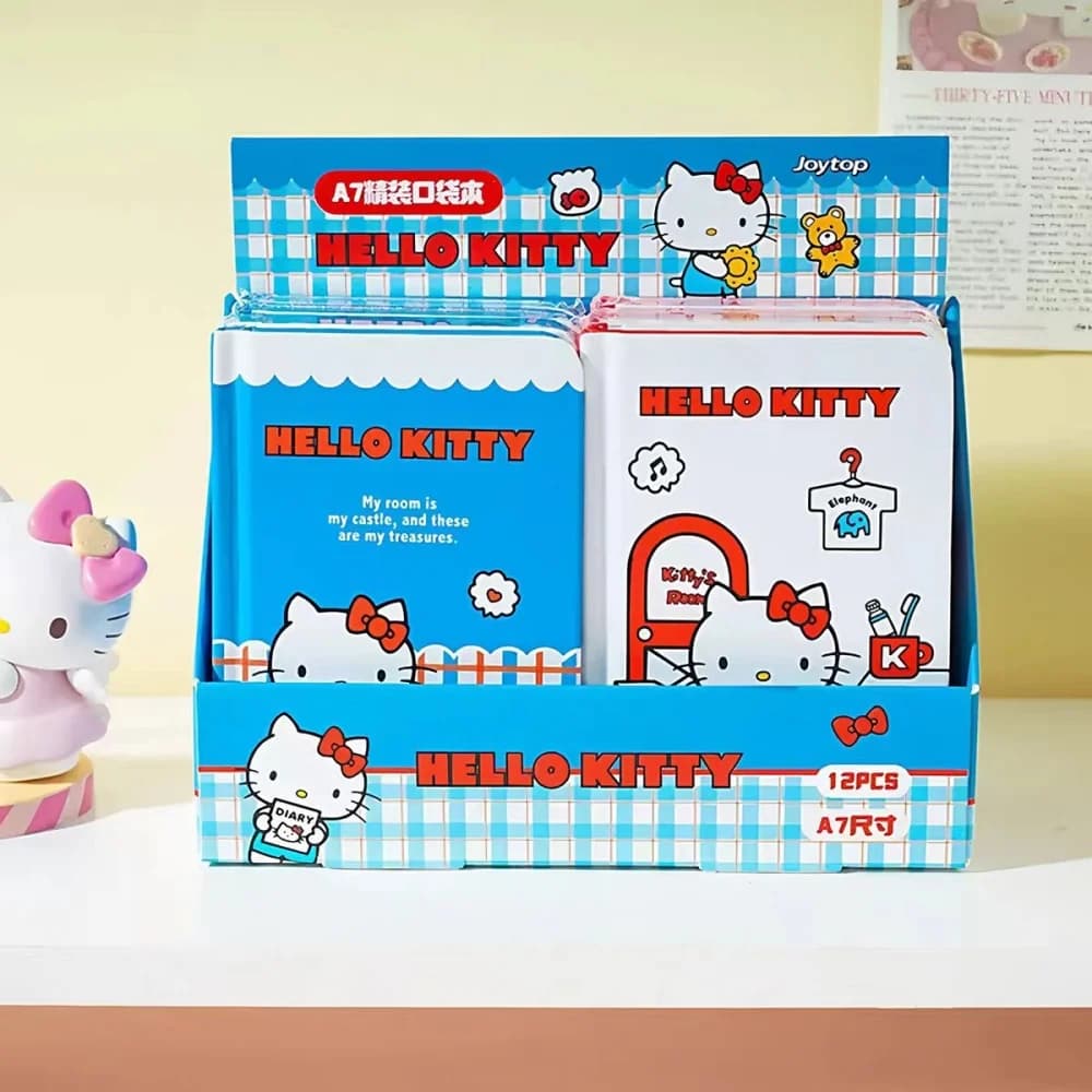 Autentico quaderno Sanrio Hello Kitty A7, agenda portatile con copertina rigida, kawaii, per studio, ufficio, articoli di cancelleria