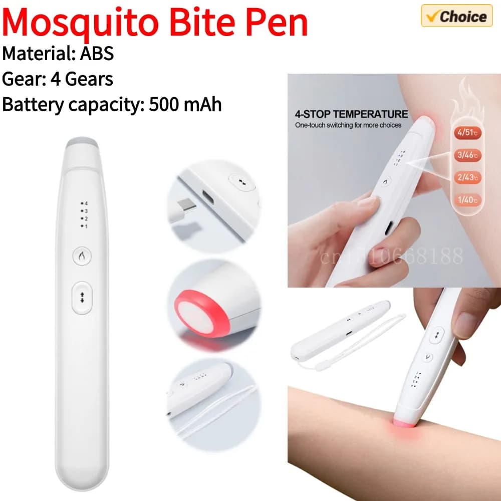 Penna elettronica per punture di zanzara Penna termica per punture di zanzara naturale Guaritore elettrico per punture di insetti senza sostanze chimiche per viaggi in campeggio all'aperto