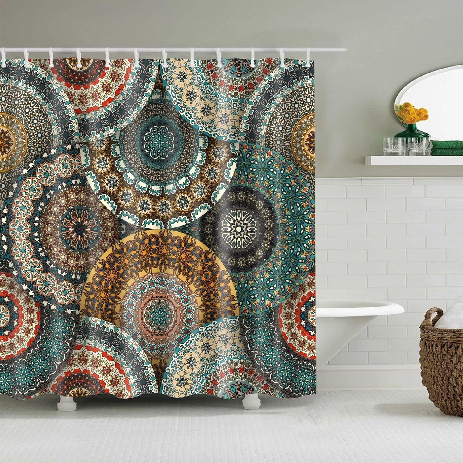 Tende da bagno stampate con geometria astratta 3D Retro West Cowboy Stivali Cappello Tende da doccia Decorazioni per vasca da bagno Tende da bagno